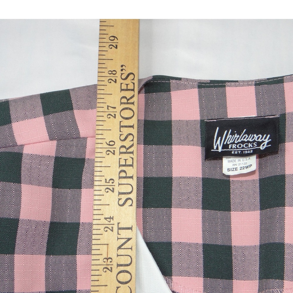 Whirlaway Frocks Vintage Pink Plaid Skirt Suit Set 22WP Puff Sleeve Made in USA - Picture 8 of 13